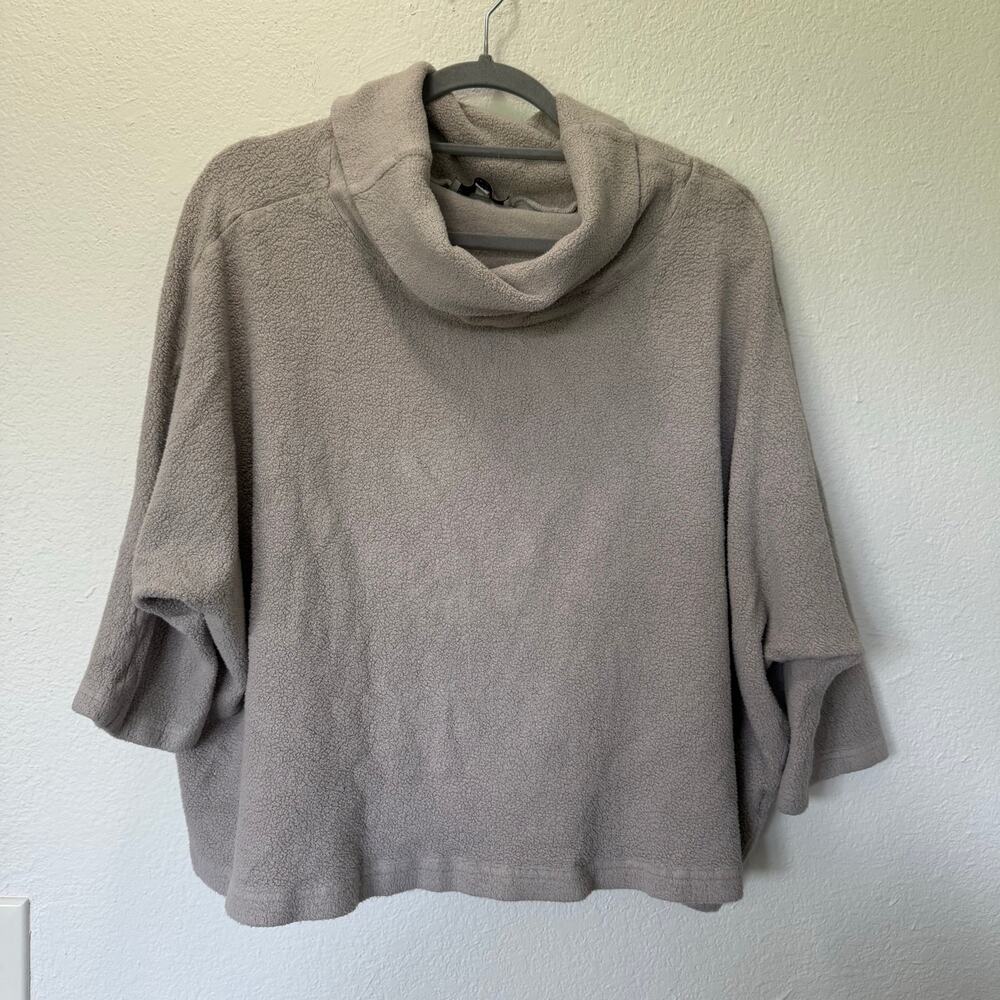 Bryn Walker Oversized Cowl Neck Poncho Sweater Knit Taupe Brown Sz XL Lagenlook